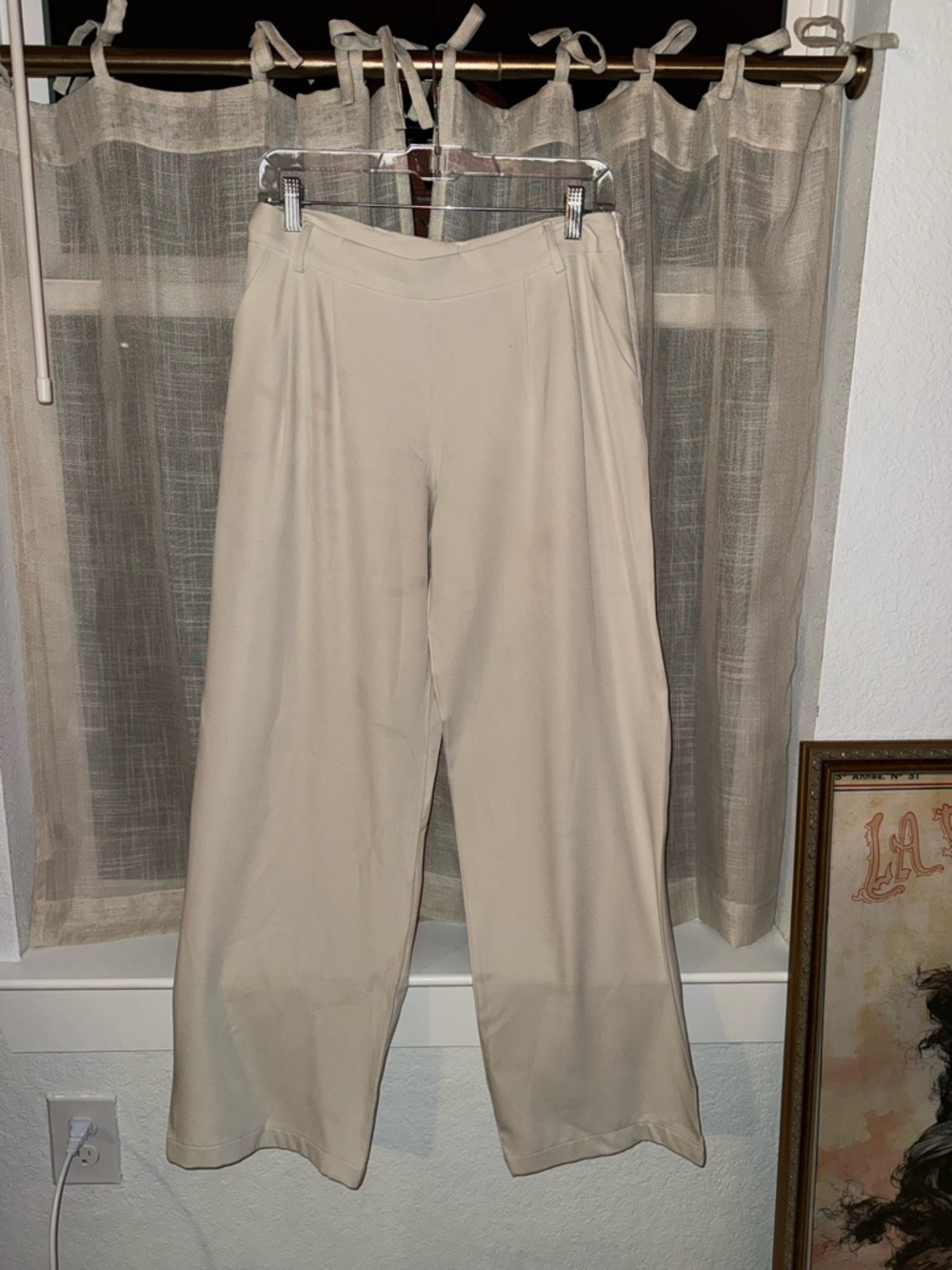 PrettyLittleThing Cream Wide Leg Trousers